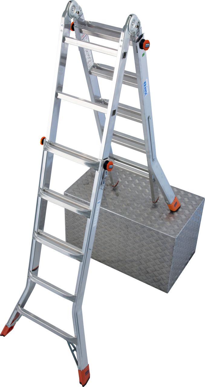 Telescopic hinged ladder with rungs KRAUSE TeleMatic 4x5