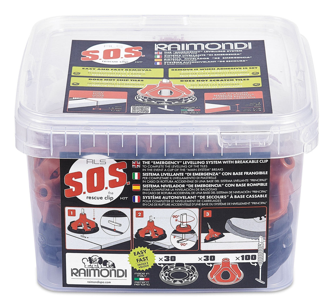 Raimondi RLS SOS комплект: 100 клипа, 30 капачки, 30 защити