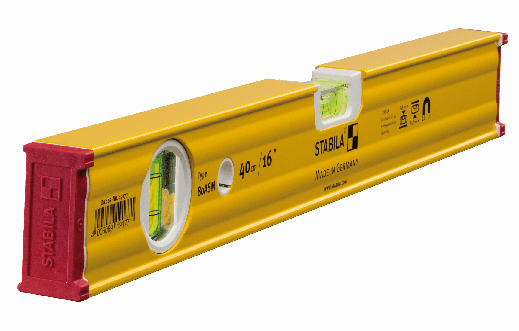 STABILA Усилен алуминиев нивелир с магнит type 80 ASМ 40см