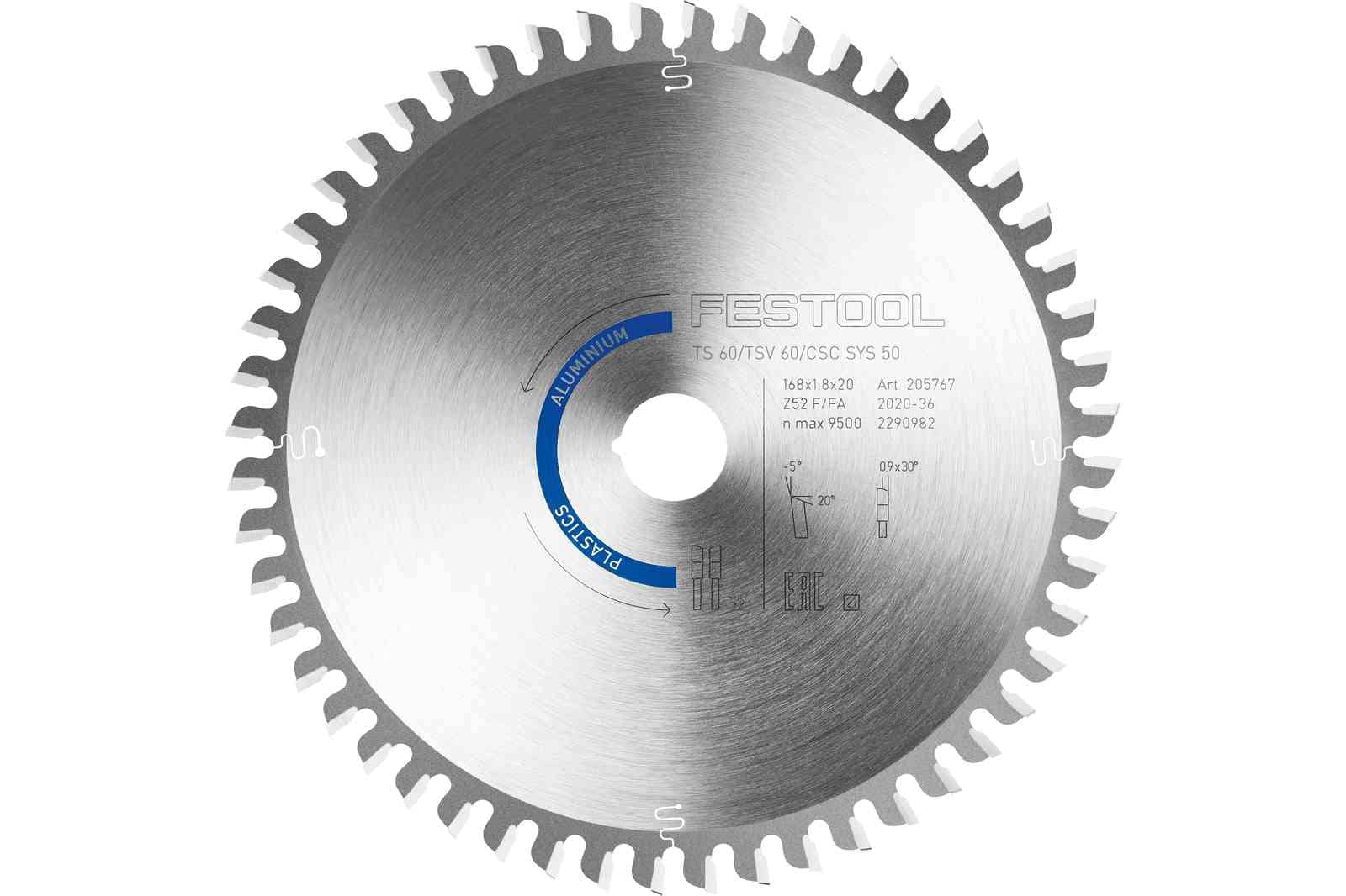 Festool Saw blade ALUMINIUM/PLASTICS HW 168x1,8x20 F/FA 52