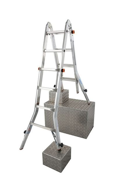 TELE VARIO Алуминиева телескопична стълба с 4-удължителя за рамена