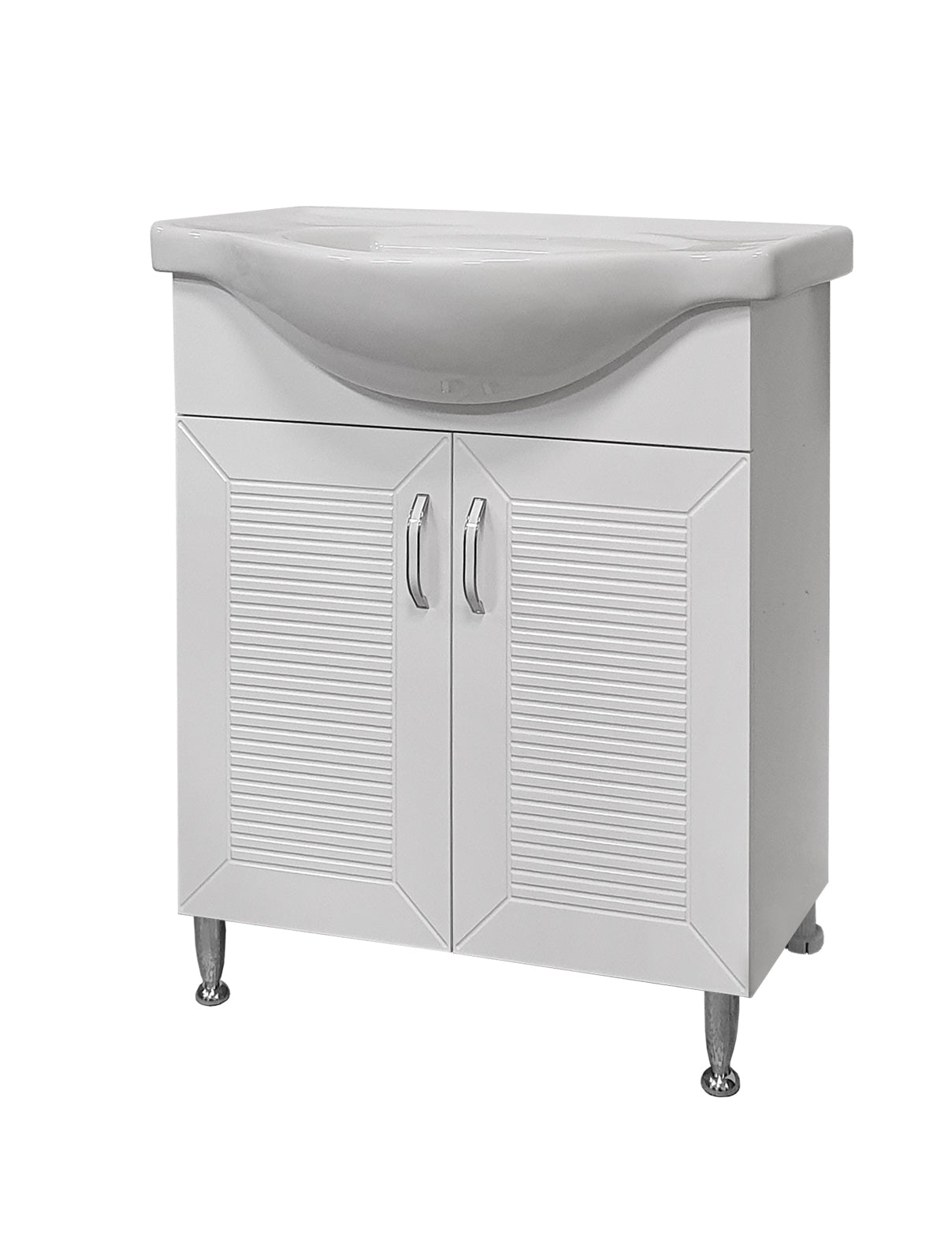 Bathroom base cabinet with sink Makena Keri, White, 70 cm