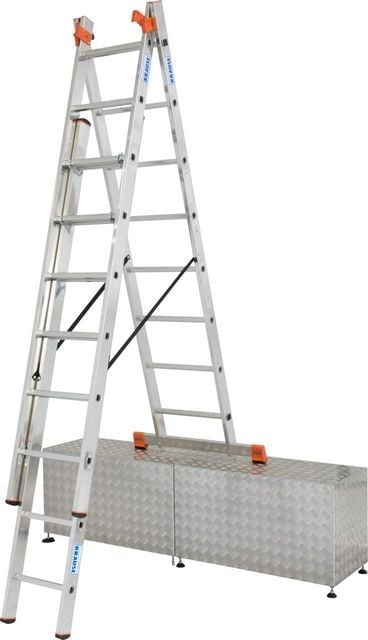 TRIBILO Three-section aluminium ladder with stair function