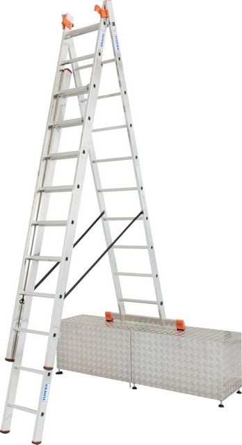 TRIBILO Three-Section Aluminium Ladder with Stair Function