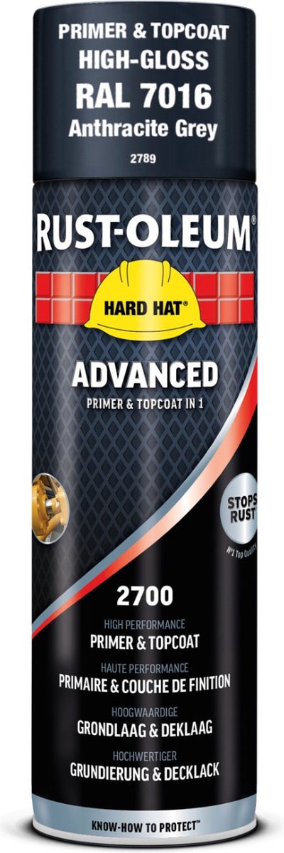 RUST OLEUM Hard hat advanced Спрей грунд и топ лак в 1/Gloss anthracite grey 500ml