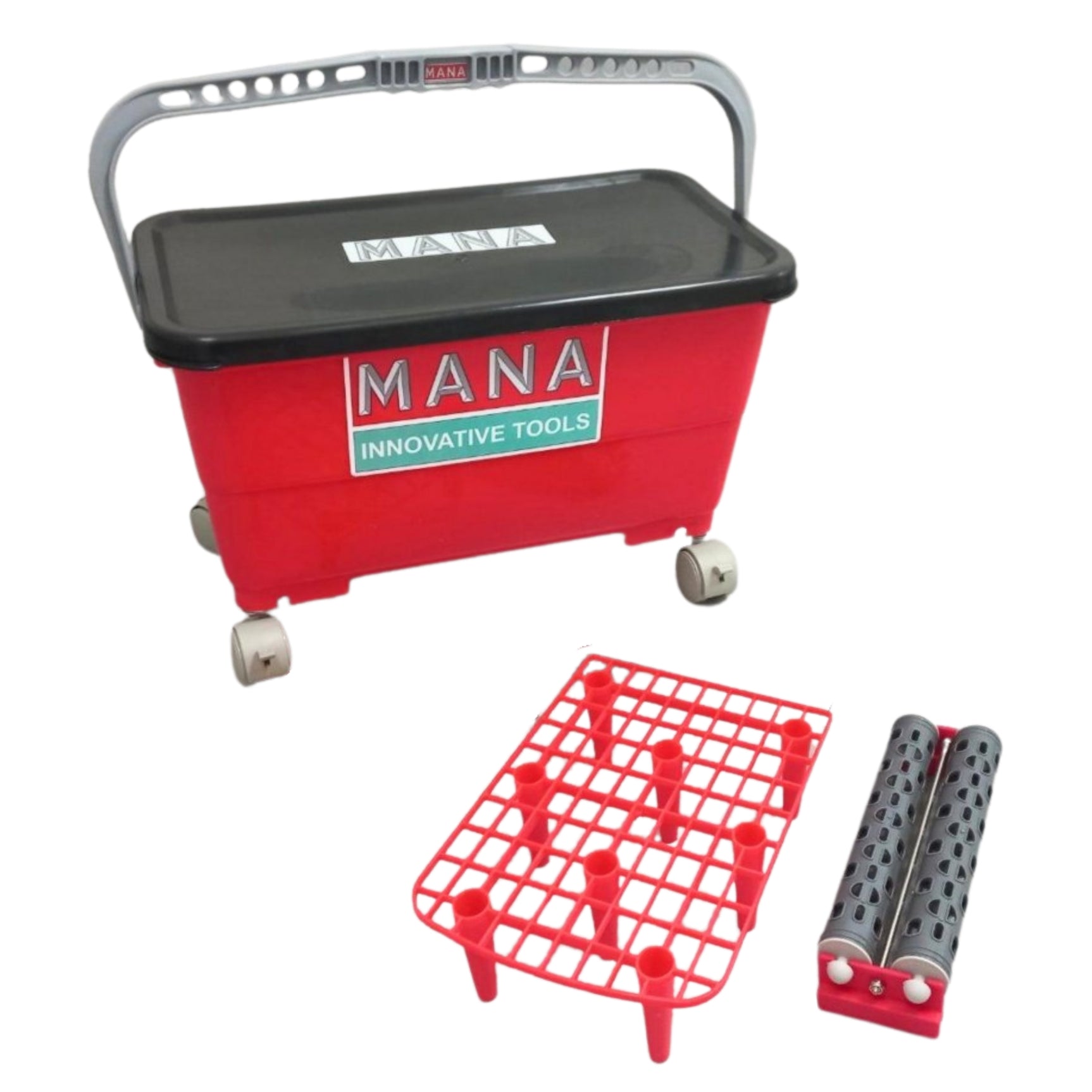 MANA BUCKET 26 LT WITH 4 WHEELS + ROLLER 42CM