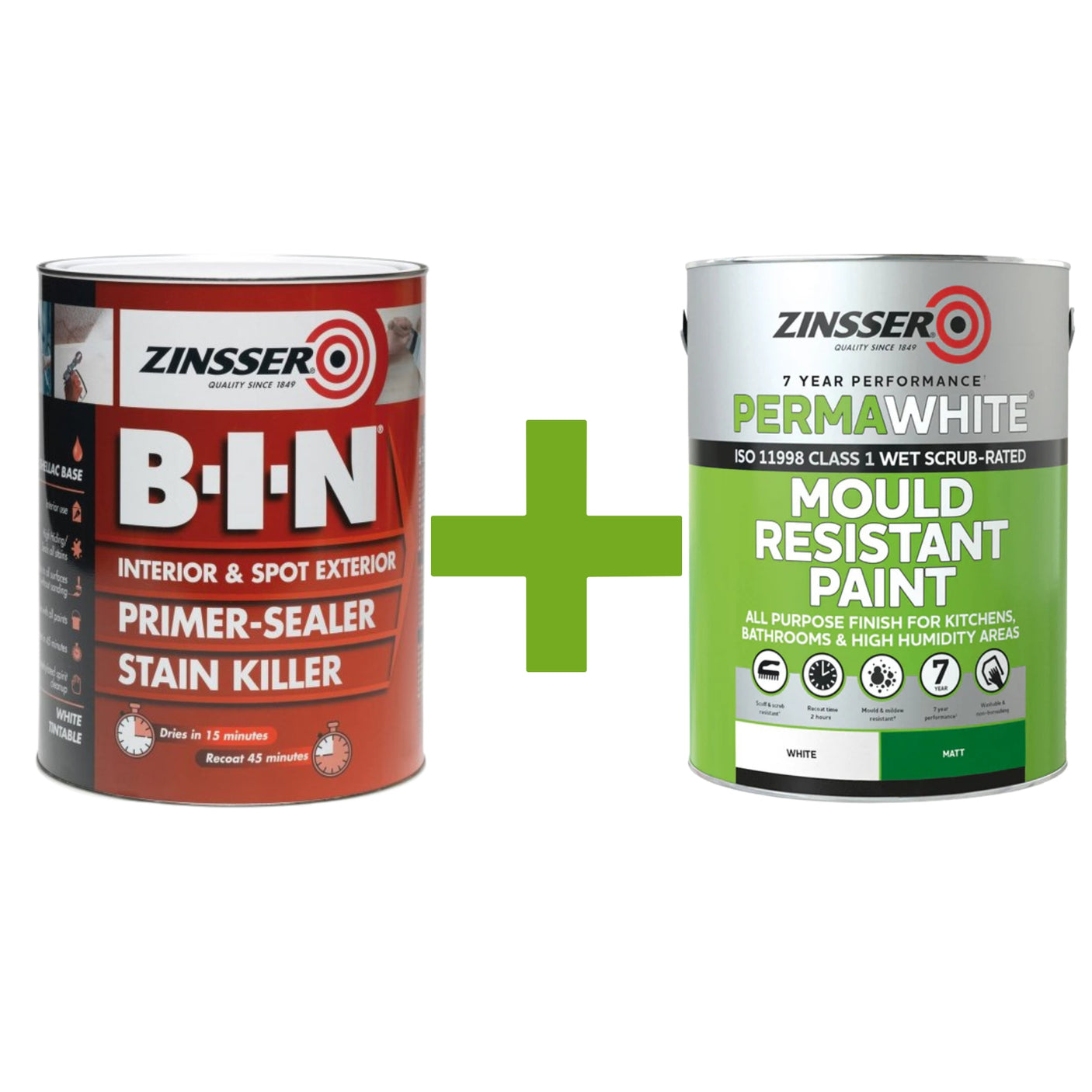 Mana Сет за боядисване ZINSSER BIN, 1L + PermaWhite, Matt, 1L