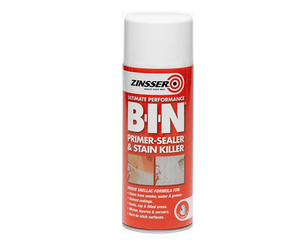 Zinsser BIN спрей 0.4L — аерозолен shellac грунд против петна