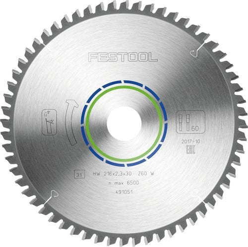 Festool Циркулярен диск HW 216x2,3x30 W60 ALUMINIUM/PLASTICS