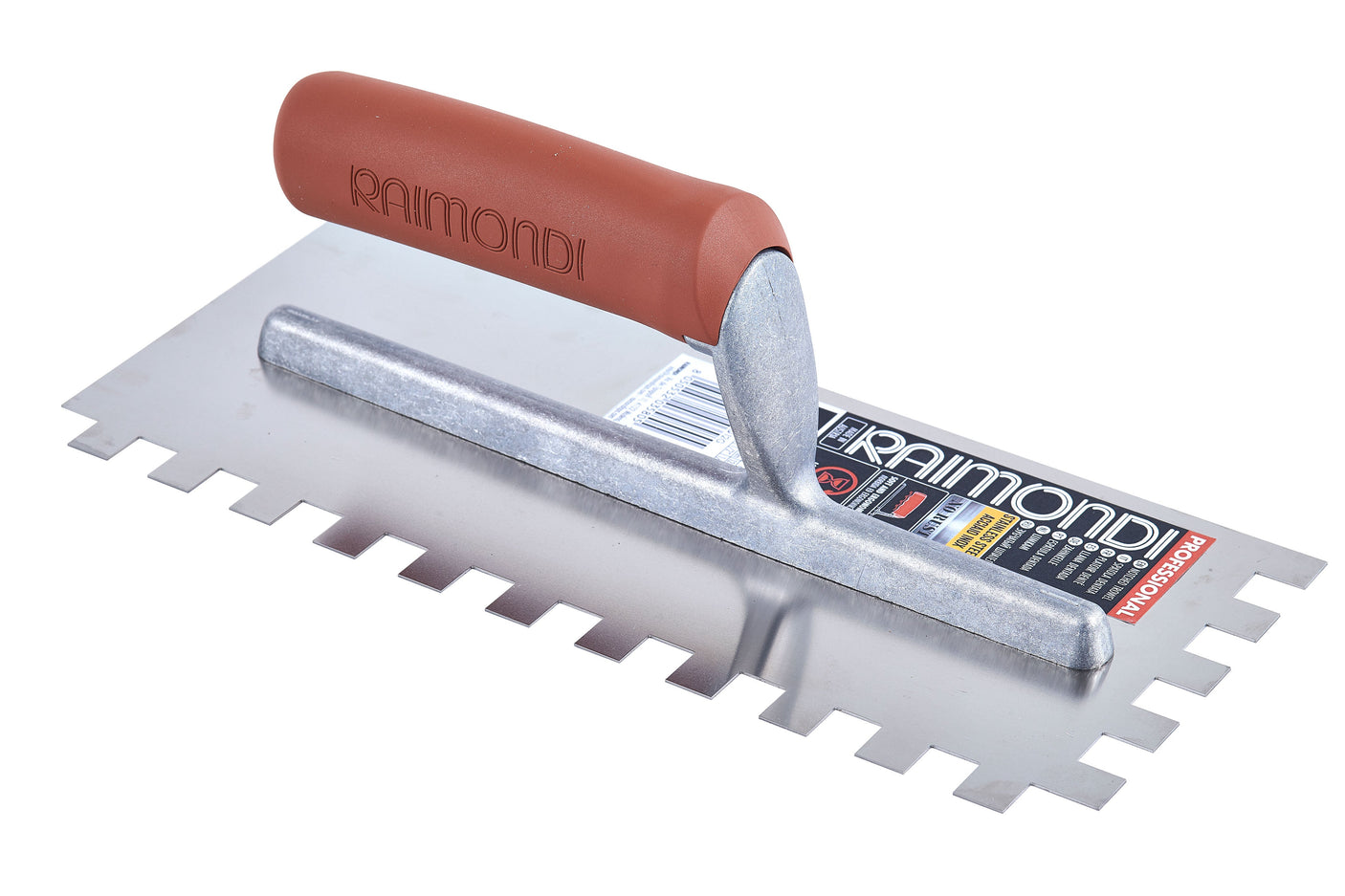 Raimondi неръждаема назъбена маламашка 28×12 см, квадрат 12×12, гумена дръжка