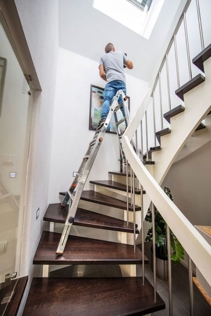 TELE VARIO Алуминиева телескопична стълба с 4-удължителя за рамена