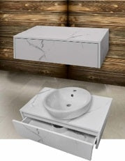 Base Cabinet with Drawer Makena Bianca without sink, 65 cm, Color M15