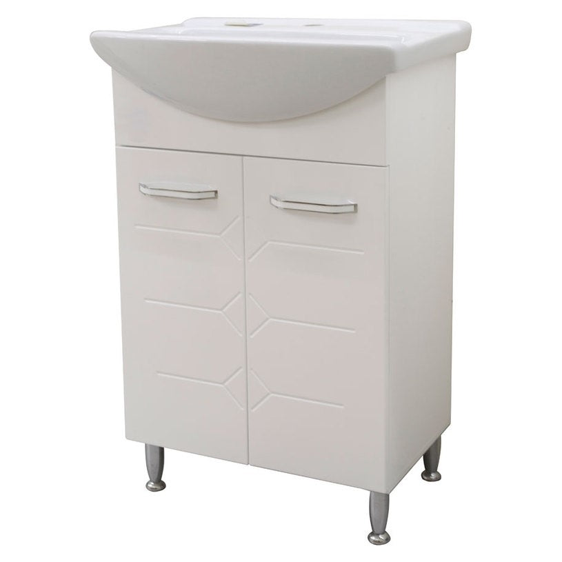 Makena Ilona Bathroom Base Cabinet with Sink, White, 55 cm