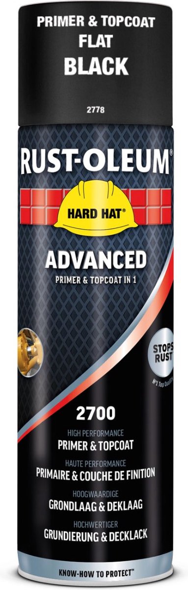 RUST OLEUM Hard hat advanced Спрей грунд и топ лак в 1/Flat jet black 500ml