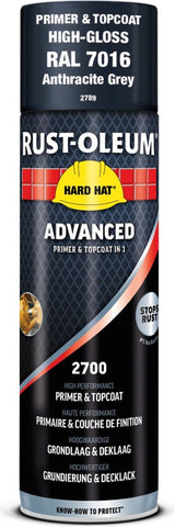 RUST OLEUM Hard hat advanced Спрей грунд и топ лак в 1/Gloss anthracite grey 500ml