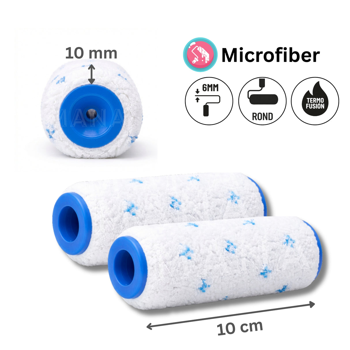 MANA Microfiber AllStar 10, Микрофибърен валяк 10 cm, 2 броя — оригинален продукт