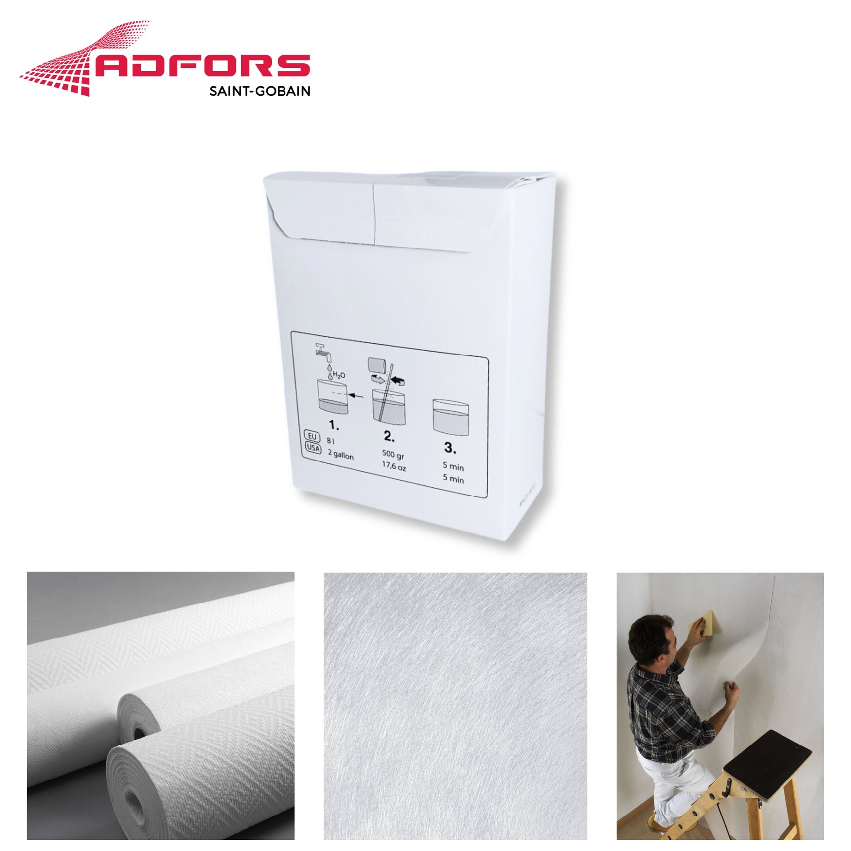 ECOFIX Сухо лепило за стъклофибърни тапети, 0.500 кг (30-40кв.м)