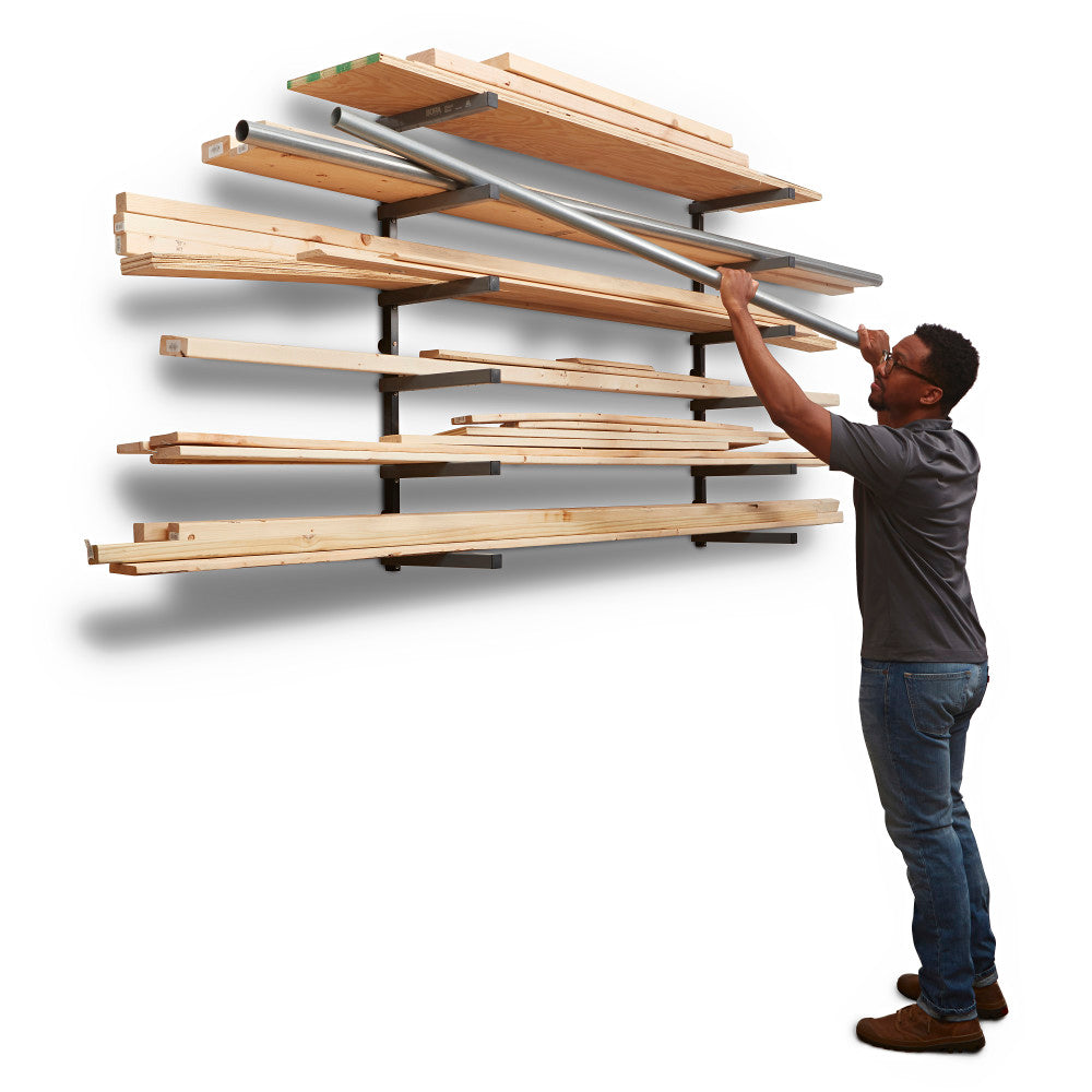 BORA Стойка за дървен материал 6 нива, сиво/черна