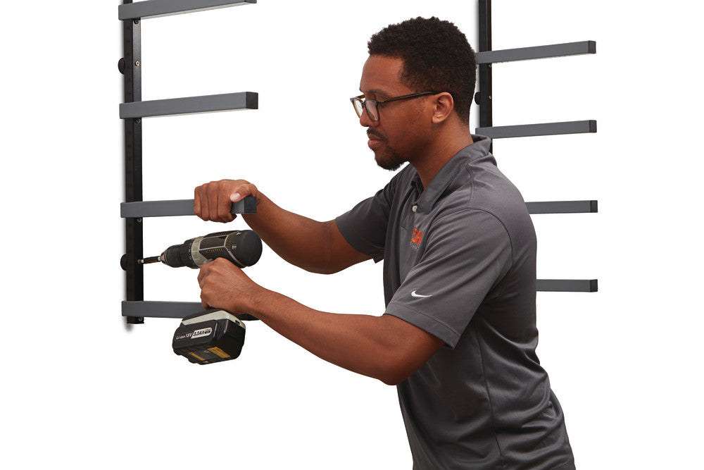 BORA Стойка за дървен материал 6 нива, сиво/черна