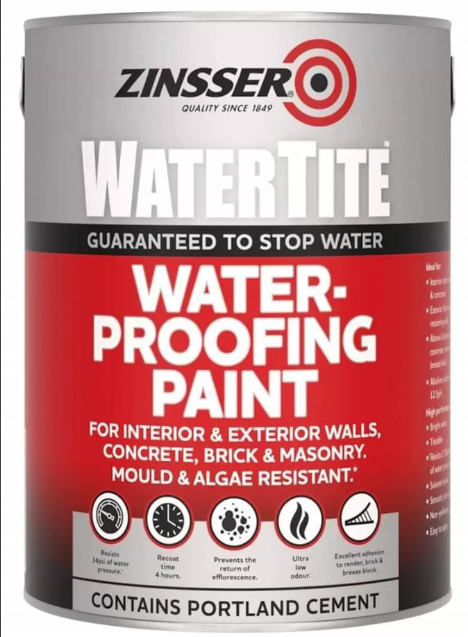 Zinsser Watertite 5L — хидроизолационна боя за мазета и подземия
