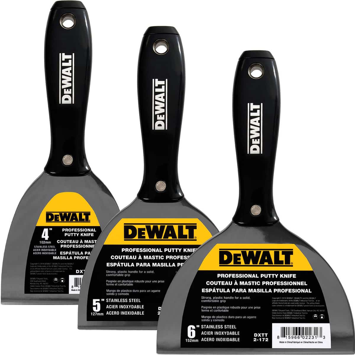 DeWALT 6" Stainless Steel Putty Knife - Black Plastic Handle