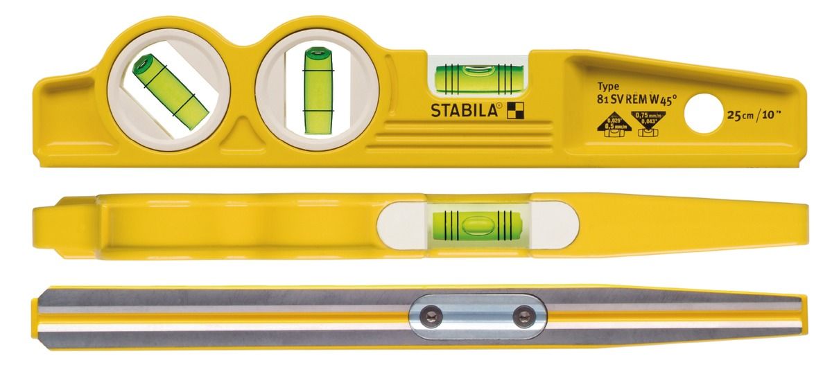 STABILA Aluminum level type 81SV REM W45 Torpedo 25 cm