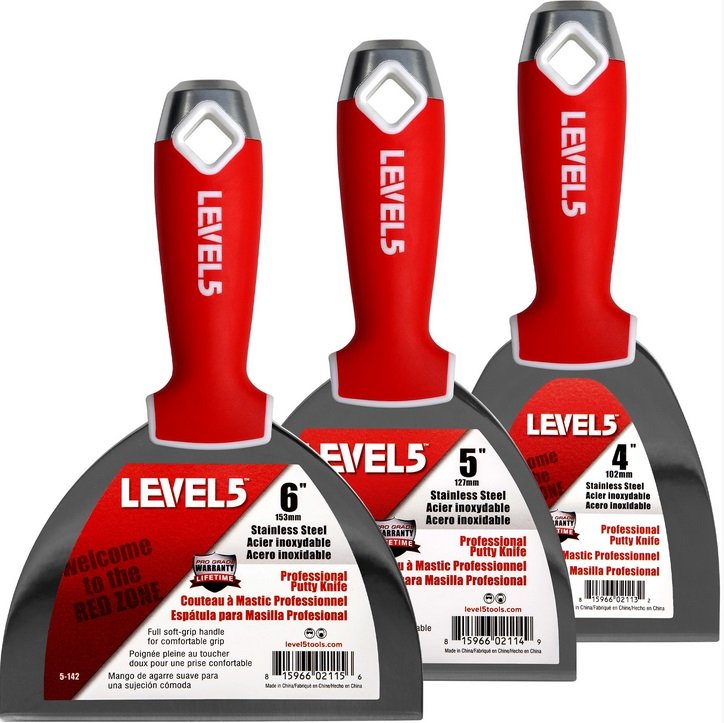 LEVEL 5 Комплект шпакли 4, 5, 6 с гумени ръкохватки 