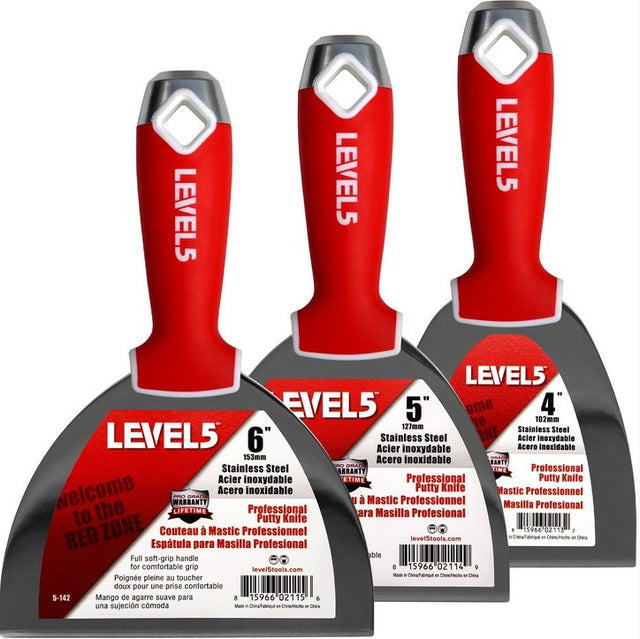 LEVEL 5 Комплект шпакли 4, 5, 6 с гумени ръкохватки 