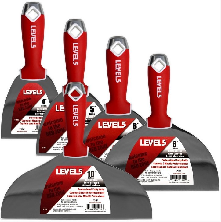 LEVEL 5 Комплект шпакли 4, 5, 6, 8, 10 с гумени ръкохватки 