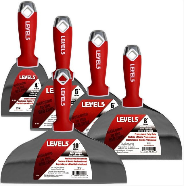 LEVEL 5 Комплект шпакли 4, 5, 6, 8, 10 с гумени ръкохватки 