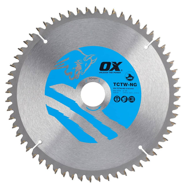 OX Циркулярен диск за дърво NG 216/30мм, 60 зъба ATB
