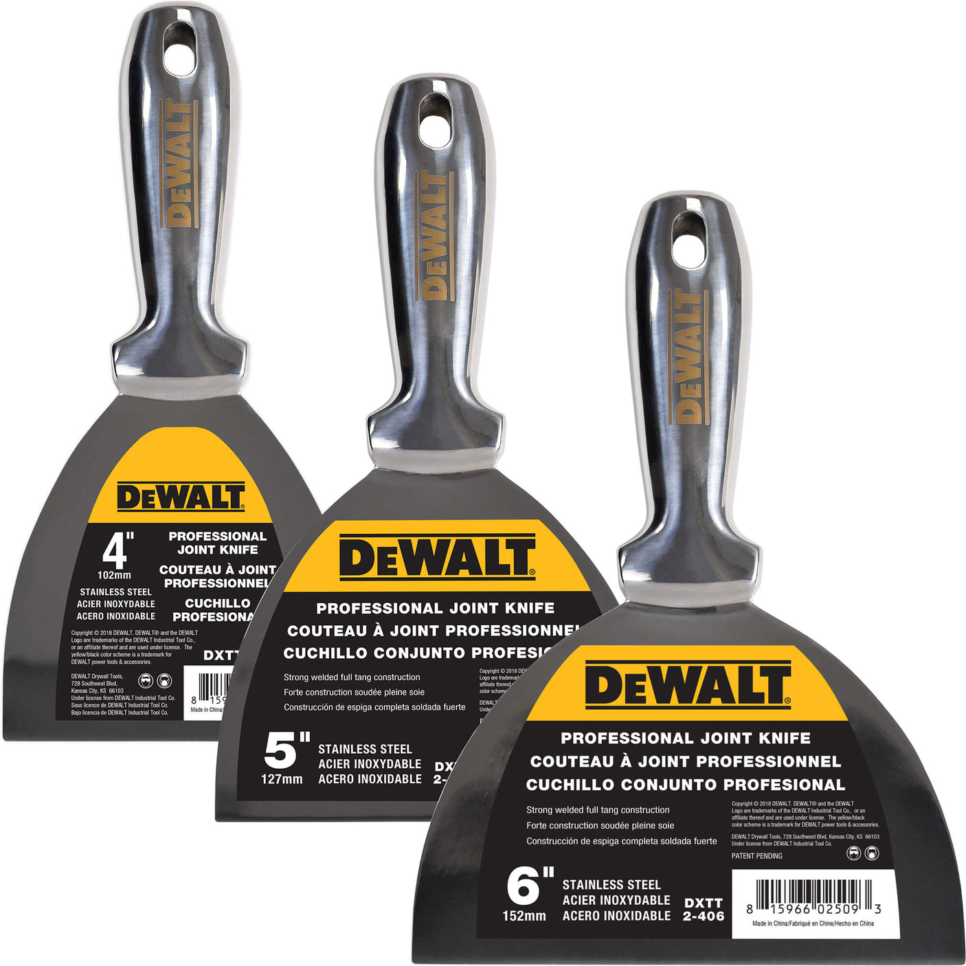 DeWALT 6" Stainless Steel Putty Knife - Welded Handle